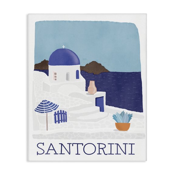 Stupell Industries Mid-Century Santorini Vacation Island View Canvas Art, 24 x 30, by Darlene Seale