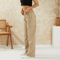 thumbnail image 3 of KOMOO Women Baggy Cargo Pants Low Waist Straight Leg Sweatpants Loose Hippie Punk Joggers Trousers, 3 of 8