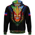 thumbnail image 3 of Nueva moda deportiva con estampado de bandera haitiana, sudaderas con capucha con cremallera, emblema nacional de la isla de Haití del mar Caribe, impresión 3D, jerseys de manga larga, 3 of 5