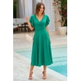 thumbnail image 4 of PRETTYGARDEN Women's Summer Midi Dress Ruffle Cap Sleeve V Neck Cocktail Party Swing A Line Fit and Flared Dresses, 4 of 6
