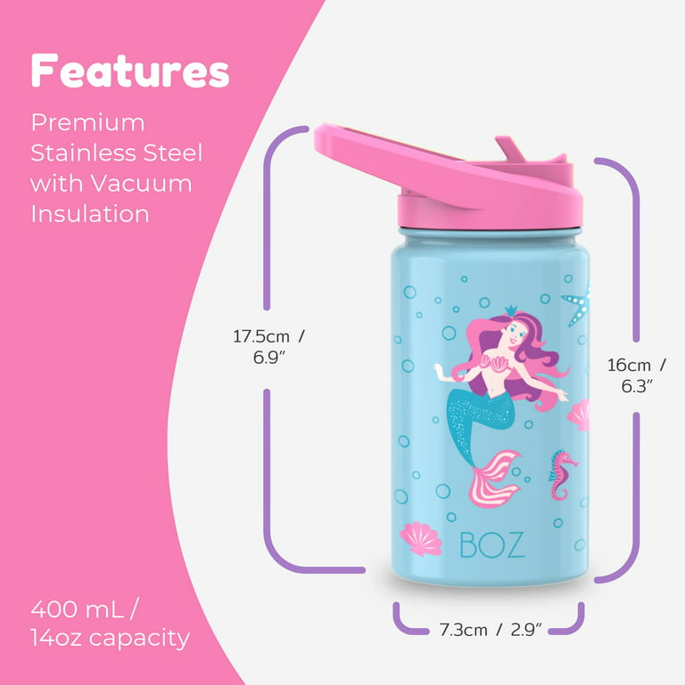 Shatterproof Plastic Pink Simple Modern Kids Water Bottle With Straw Small