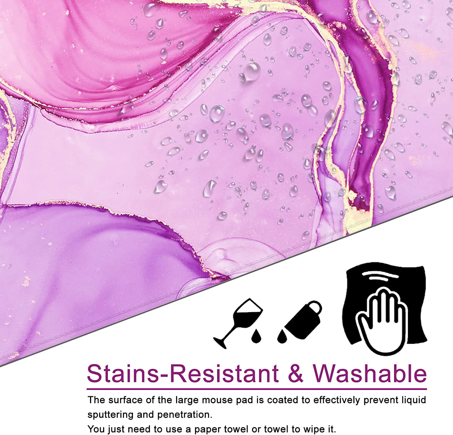 Purple Marble Mouse Pad XXL Large Mouse Pad for Desk 35x15.7x0.12 inch Desk Mat Gaming Mouse Pad (Purple)