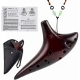 thumbnail image 2 of 12 Holes Ocarina Alto C Smoked Straw Ceramic Ocarinas With Protective Bag Starter Song Booklet-smoke, 2 of 5