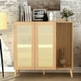 thumbnail image 1 of Homylin Armoire de Rangement Buffet Buffet en Rotin avec Étagère Réglable et Panneau Latéral Ouvert, 1 of 7