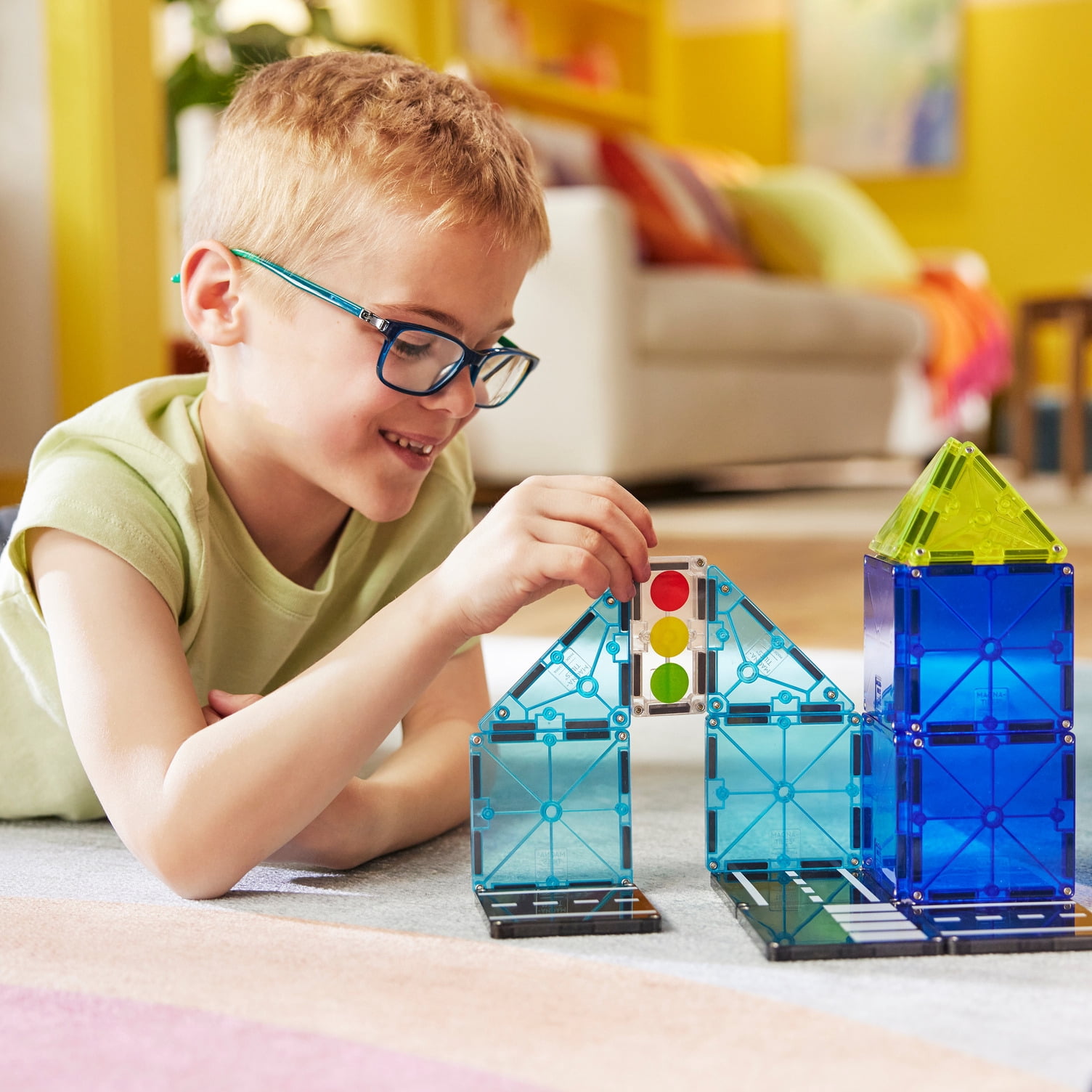 MAGNA-TILES® Police Patrol 20-Piece Magnetic Construction Set, The Original Magnetic Building Brand