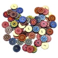 thumbnail image 2 of 100 botones de madera con estampado de flores para scrapbooking, costura, bolsos, disfraces y ropa. 25mm, 2 of 8