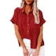 thumbnail image 2 of Pntutb, tops para mujer, camisa con botones sólidos a la moda, camiseta holgada con cuello en V para mujer, blusa, tops Pntutb Pntutb-6839, 2 of 8