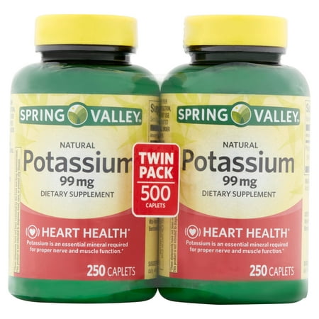 Spring Valley Potassium Gluconate caplets complément alimentaire, 250 pc, 2 ct