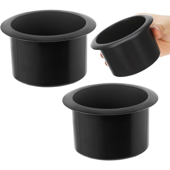 ABPETE Cup Holder Insert 2pcs Black Sofa Cup Holder, 3.3 inch Plastic Drop in Beverage Drink Can Holder for Boat, Yacht, Couch, Cinema Sofa, Cars RV Camper