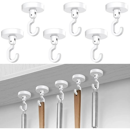 

Powerful Adhesive Ceiling Hooks 6-Hooks 【Damage Free】【Heavy Duty】 Wall/Ceiling Mounted Hooks Shower Hooks for Hanging P