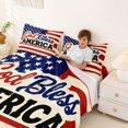 thumbnail image 4 of Manfei Retro God Bless America Print Bed Sheets, USA Flag Full Size Sheets, Red White Blue, Navy Reversible 4-Piece (1 Flat Sheet, 1 Fitted Sheet and 2 Pillowcases), 4 of 6