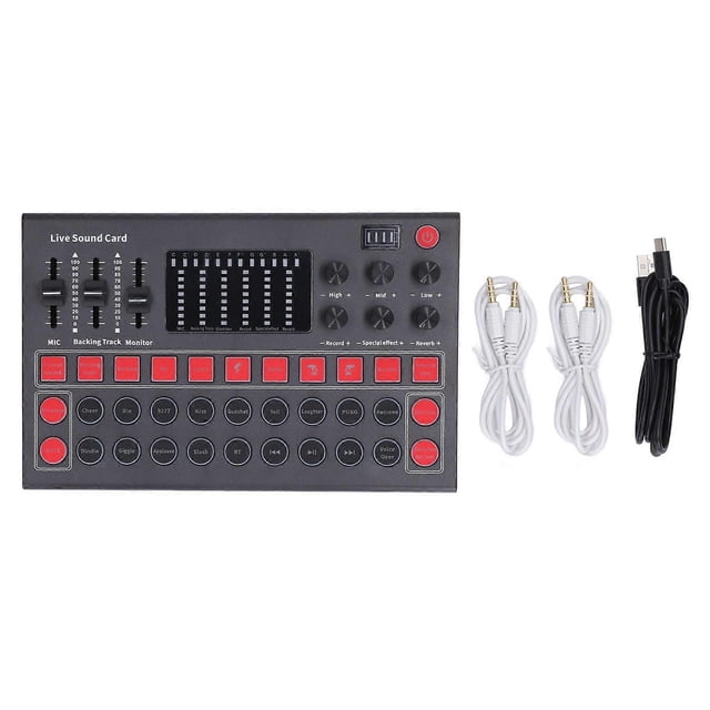 Voice Changer Sound Board LED Display Noise Reduction Bluetooth Dual Channel Live Sound Card for Recording