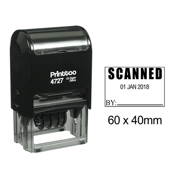 Printtoo Dater Stamp Self Inking With Scanned By Text Date Rubber Stamp Office Stationery-Black