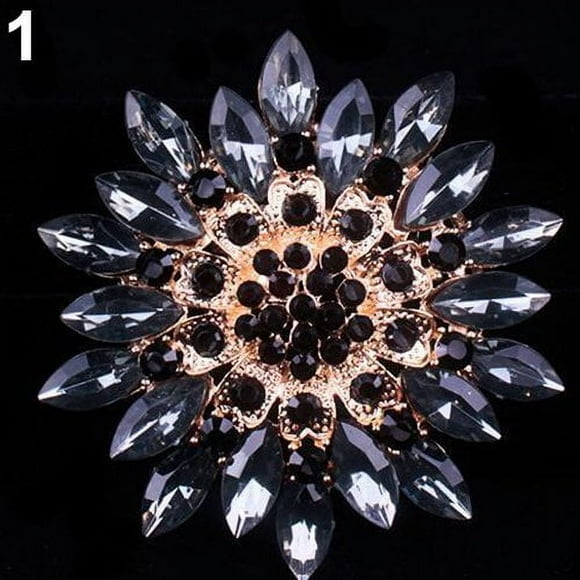YOPTOP Bouquet de Mariée en Alliage Brillant avec Strass, Noir