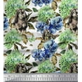 thumbnail image 1 of Soimoi polyester Crepe Fabric Rabbit,Lilac & Pansy Floral Print Fabric by the Yard 52 Inch Wide, 1 of 3
