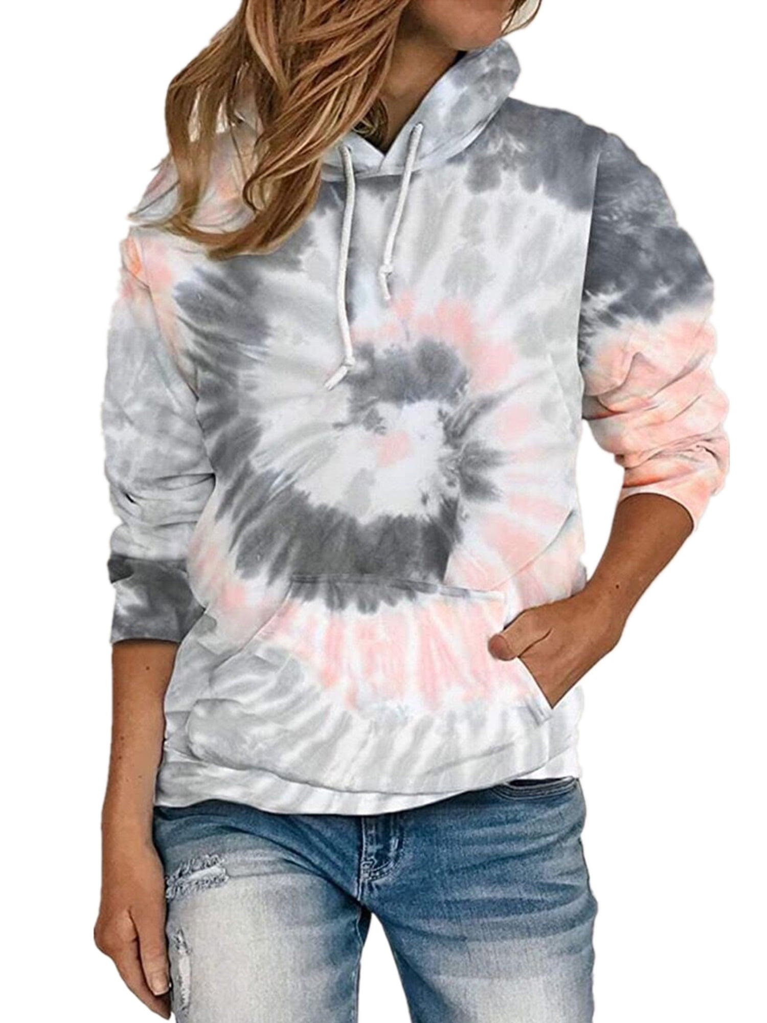S-XXL Happy Sailed Womens Tie Dye Printed Hoodies Tops Long Sleeve Drawstring Pullover Sweatshirts with Pocket S-XXL Happy Sailed Womens Tie Dye Printed Hoodies Tops Long Sleeve Drawstring Pullover Sweatshirts with Pocket