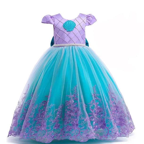 Disney Little Mermaid Ariel Princess Costume Kids Dress For Girls Cosplay Children Carnival Birthday Party Clothes Mermaid Dress7-8T(size 140) Gao Jinjia LED