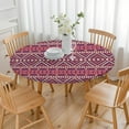 thumbnail image 3 of Decorative Elastic Round Tablecloth, Bohemian Flower Print for Formal Dining Room, Fits Circular Tables Up to 56 Inches, 3 of 7