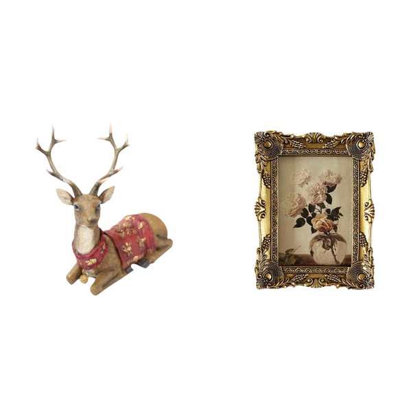Escultura De Alce Reno, Adorno De Mesa, Figura De Ciervo, Estatua Para Sala De Estar, Oficina, Dormitorio, Marco De Fotos De Estilo Rústico, Marco De Fotos Ornamentado, Adorno Decorativo De