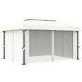thumbnail image 3 of vidaXL Gazebo with Curtain 13.1'x9.8' Cream White Aluminum, 3 of 6