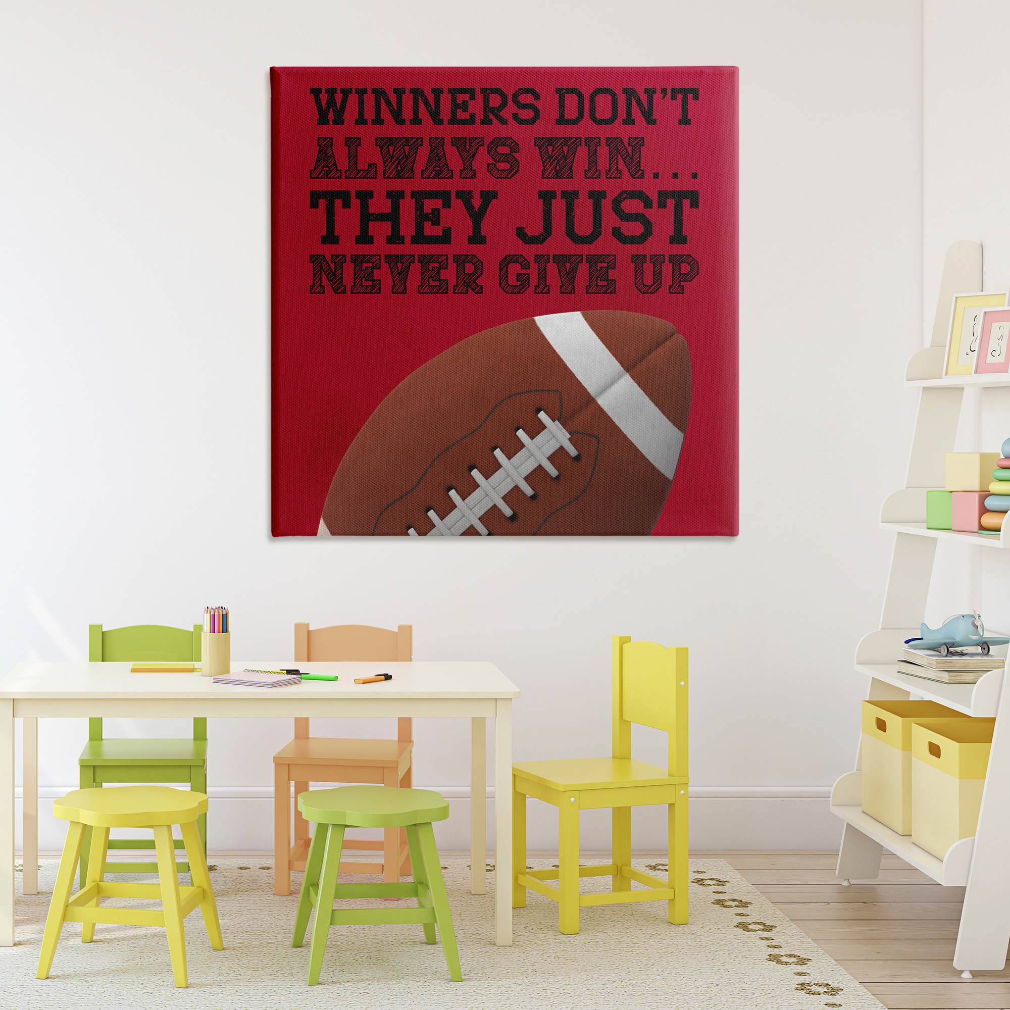 Winners Never Give Up Canvas Wall Art, design by Marcus Prime