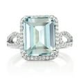 thumbnail image 3 of Gem Stone King 6.23 Cttw Sky Blue Simulated Aquamarine Ring for Women | 925 Sterling Silver | Emerald Cut 12X10MM | Gemstone Birthstone | Wedding Engagement Anniversary Promise Ring for Women, 3 of 5