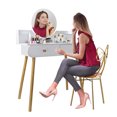 thumbnail image 6 of White Vanity Table Makeup Dressing Desk with Rounded Mirror Vanity Set with 2 Drawers and 4 Shelves (Without Stool and LED), 6 of 11