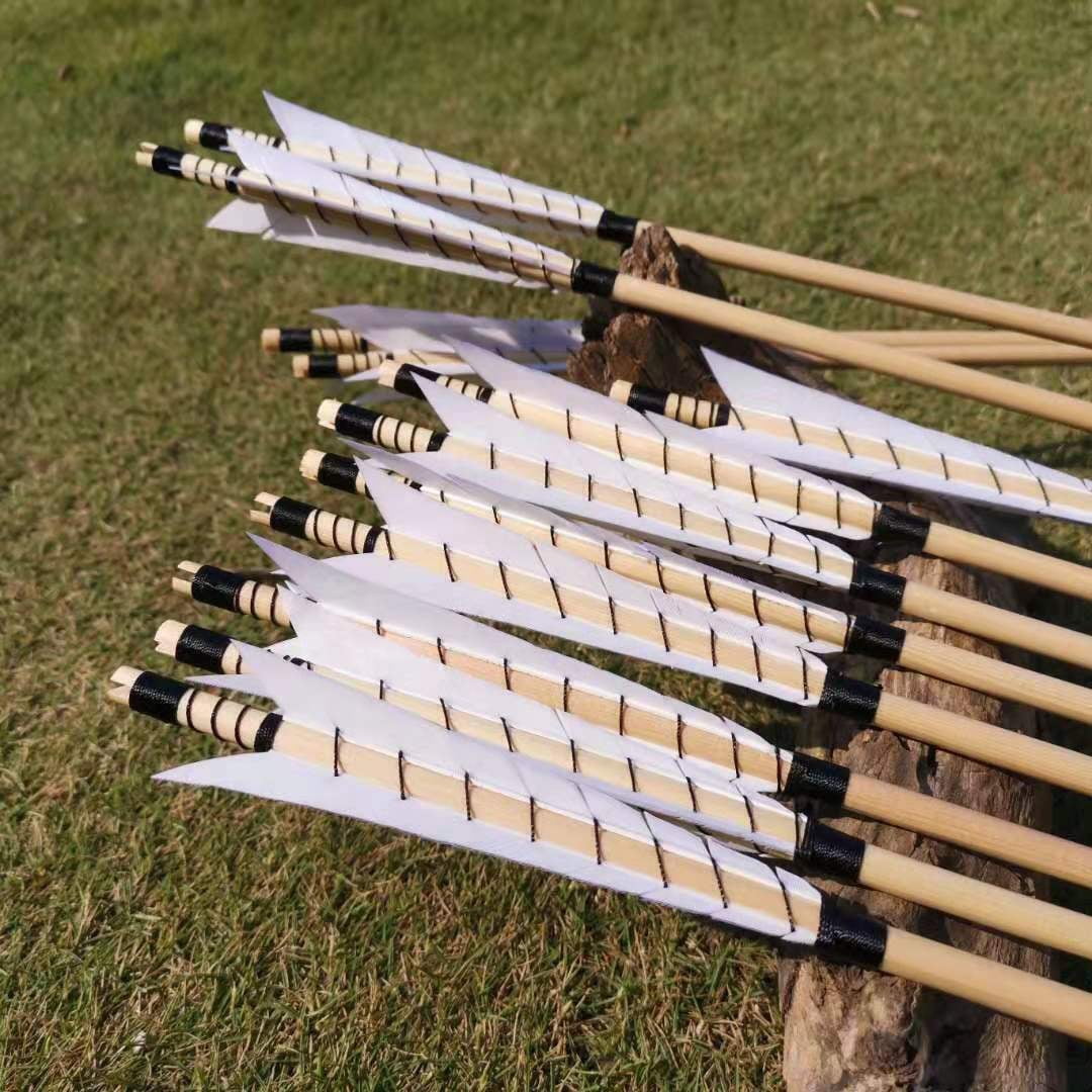 limaity 12pcs Wooden Arrows 32 with 5 Natural Feather Traditional Bow Lognbow Practice
