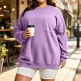 thumbnail image 2 of Binmer Women’s Plus Size Crew Neck Long‑Sleeve Sweatshirt, Oversized Casual Solid Color Pullover Top with Front Pocket,Sizes L-5XL, 2 of 9