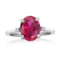thumbnail image 2 of Gem Stone King 925 Sterling Silver Ring Created Ruby Moissanite (3.03 Cttw), 2 of 5