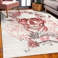 thumbnail image 3 of Grunge Decorative Rug, Skull and Flowers Day of the Dead Mexican Traditional Celebration Symbolic Art, Quality Carpet for Bedroom Dorm and Living Room, 6 Sizes, Dark Coral, by Ambesonne, 3 of 4