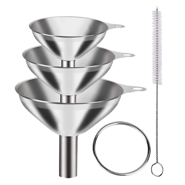 COMPUKAS 1Jgo Embudo De Cocina De Acero Inoxidable Para Vino Aceite Salsa Uso Doméstico