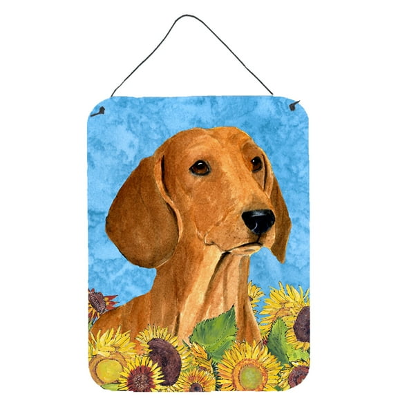 Dachshund in Summer Flowers Wall or Door Hanging Prints