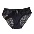 thumbnail image 6 of opolski Women Sexy Briefs See-through Lace Stitching Seamless Panties Mid-rise Solid Color Female Transparent Pantie, 6 of 8