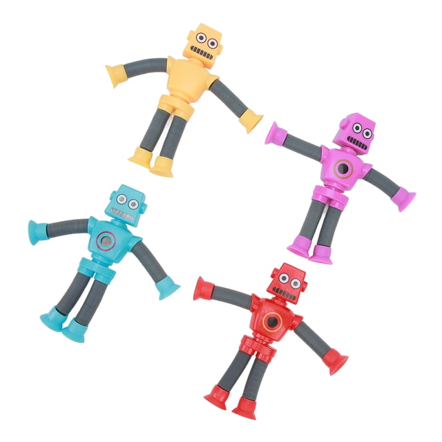 Juguetes telescópicos de dibujos animados, 4 piezas de ventosas telescópicas, robots de ventosas telescópicas, juguetes de rompecabezas de dibujos animados, ventosas de juguete, fiel a su promesa