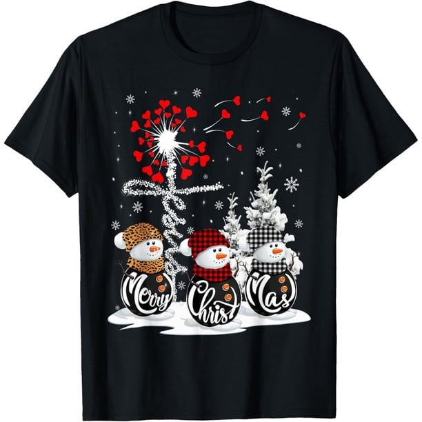 Merry Christmas Snowman Leopard Buffalo Red Plaid - Camiseta para hombre y mujer