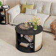 thumbnail image 4 of Round Coffee Table with Storage, Modern Wooden Center Coffee Table with 2-Tier, Adjustable Shelf, 4 of 6
