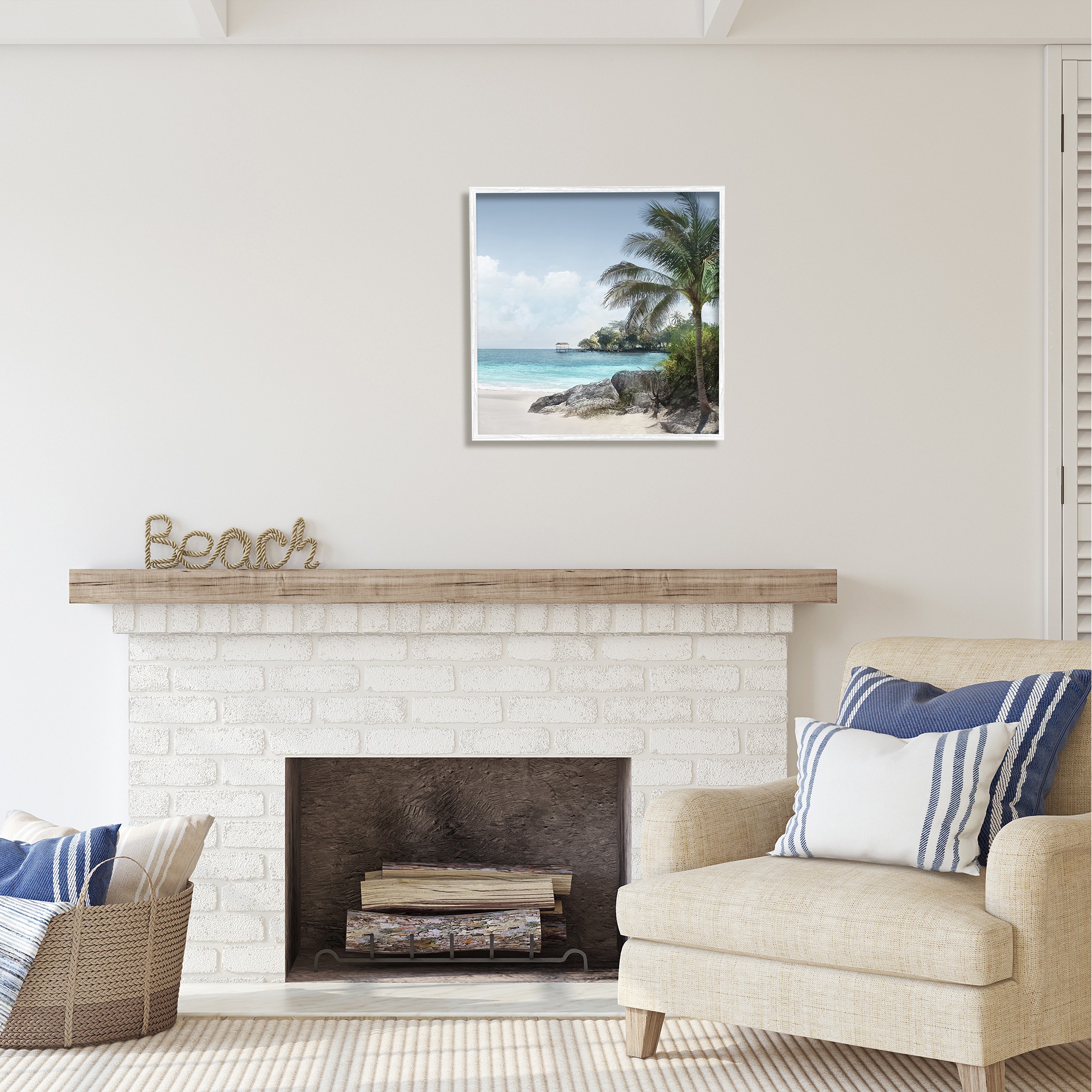 Stupell Industries Tropical Paradise Scenery Nature Photography White Framed Art Print Wall Art, 24 x 24