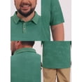 thumbnail image 7 of DARING DIVA Men's Big Tall Leaf Printed Short Sleeve Casual Polo Shirts XL Green, 7 of 7