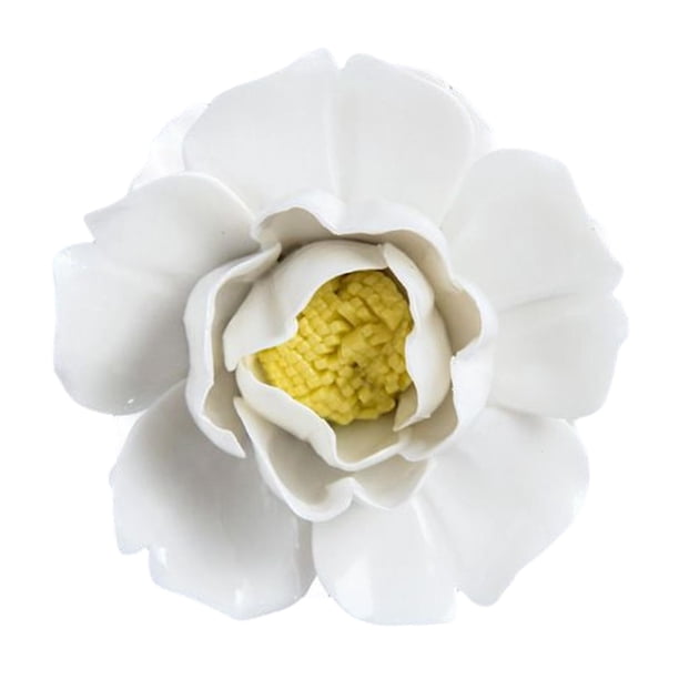 Decoración de pared con flores de cerámica 3D para el hogar, colgante para baño s blanco