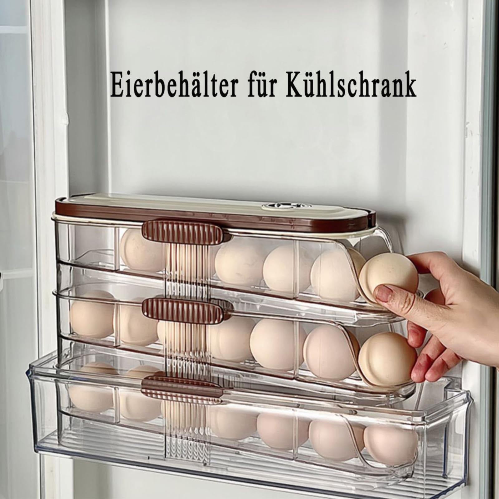 Egg Container for Refrigerator, Automatic Rolling Egg Dispenser, Stackable Thick Egg Storage Box
