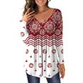 thumbnail image 1 of Camiseta de mujer Blusa con cuello en V con estampado floral FleinngHoz JD710495481, 1 of 4