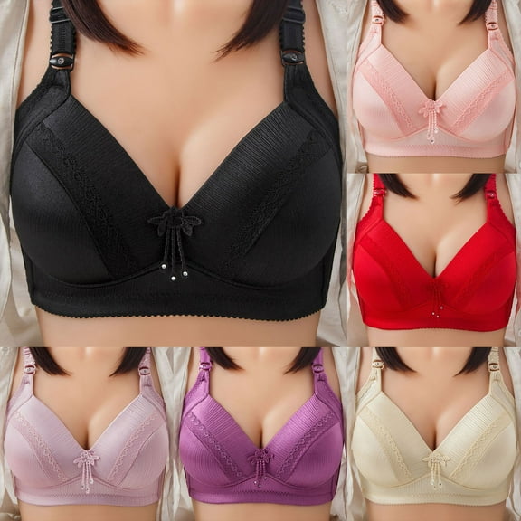 HAPIMO Women's Plus Size Everyday Bra Lifting Bra Comfy Underwear Wireless Brassiere Solid Color Trendy Lady Lingerie Beige L