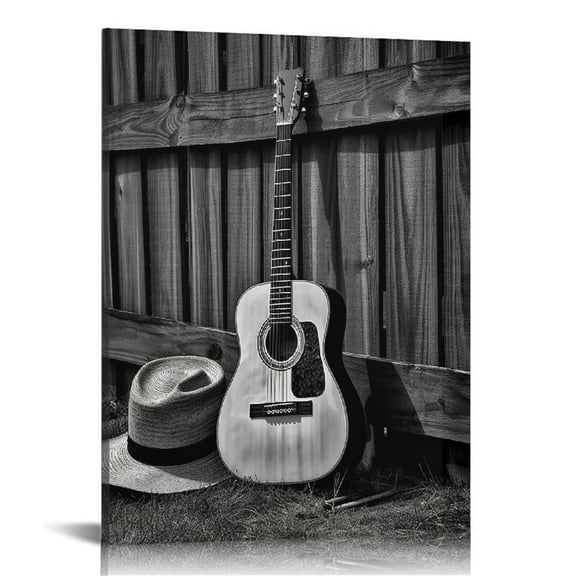 EastSmooth Western Cowboy Wall Art Posters,Highland Cow Wall Art,Vintage Farmhouse Canvas Art Prints for Men's Bedroom Decor,Western Boots Straw Hat Guitar Decor Cowboy Wall Art Unframed