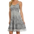 thumbnail image 3 of Sakkas Stonewashed Rayon Adjustable Spaghetti Straps Mid Length Dress - Grey - S/M, 3 of 6