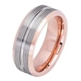 thumbnail image 2 of Men Women 8MM Comfort Fit Tungsten Carbide Wedding Band Grooved Center Brushed Gun Metal Tone Ring (7 to 12), 2 of 3