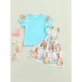 thumbnail image 2 of Faithtur T-shirt à Manches Courtes Col Rond Imprimé Floral pour Enfants + Jupe à Bretelles, 2 of 8