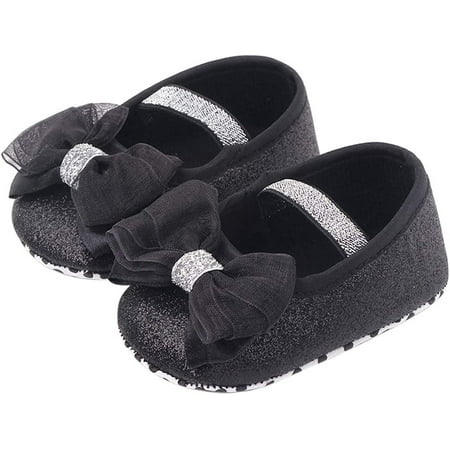 

DanceeMangoos Baby Girls Mary Jane Flats Glitter Bowknot Princess Dress Shoes First Walkers