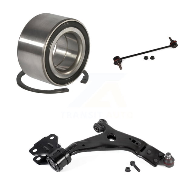 Transit Auto Front Right (Passenger Side) Wheel Bearing Suspension Lower Control Arm with Ball Joint and Sway Bar Stabilizer Link Kit for Car Ford Focus Connect K7T-102152