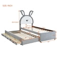 thumbnail image 2 of Bellemave Twin Storage Bed Frame with Trundle, Upholstered Rabbit-Shape Platform Bed with LED Lights, Twin Size Princess Bed with Storage for Adults（Gray), 2 of 10